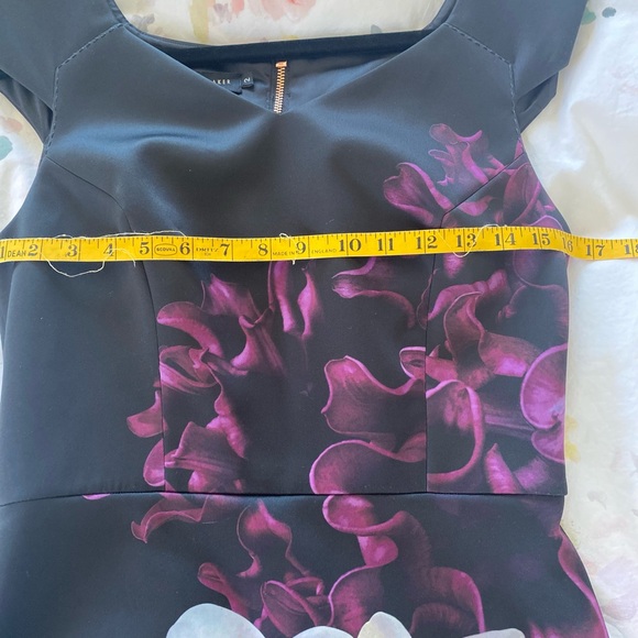 Ted Baker Black Midi Dress with Pink & Purple Floral Print - Picture 6 of 7